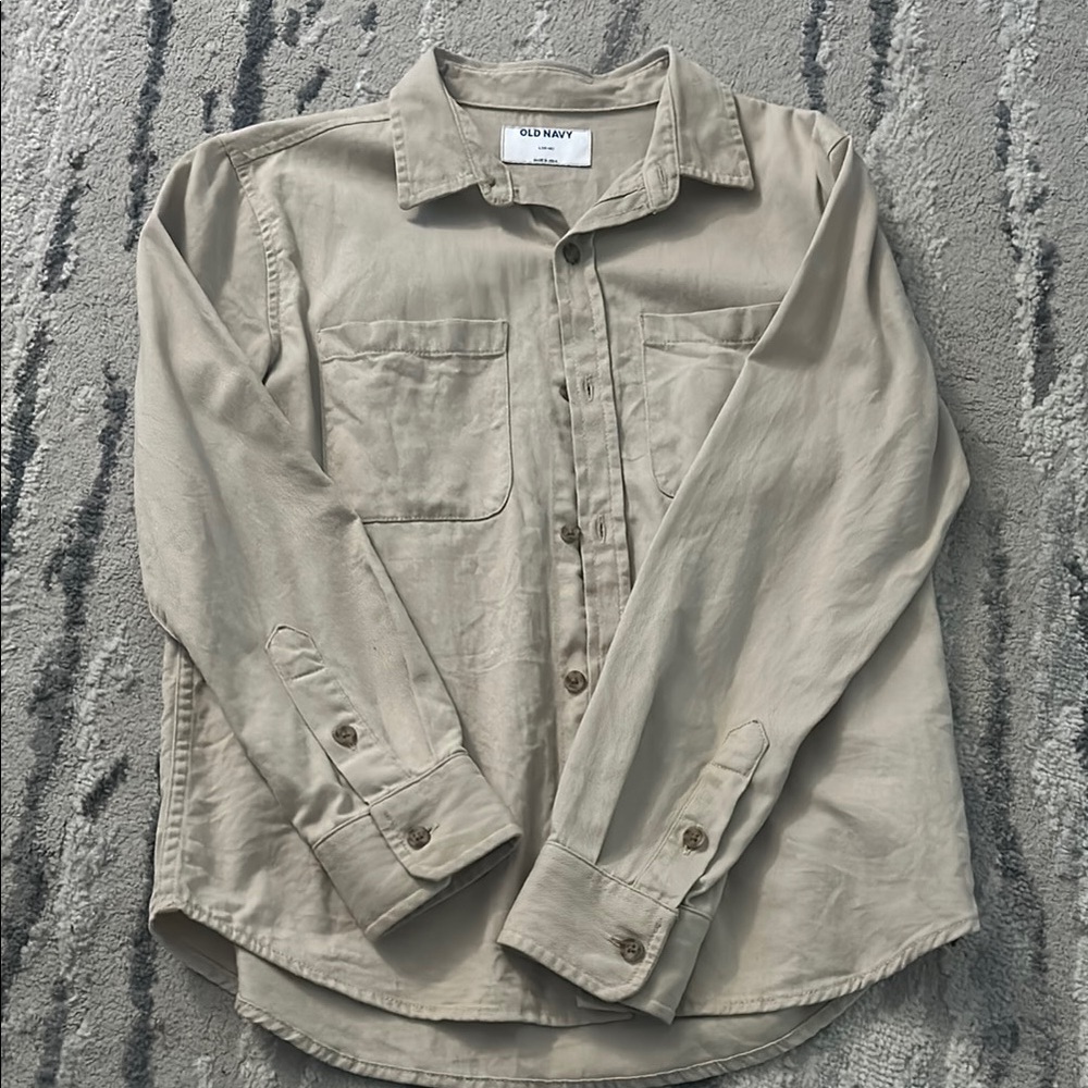 Old Navy Beige Button-Up Shirt